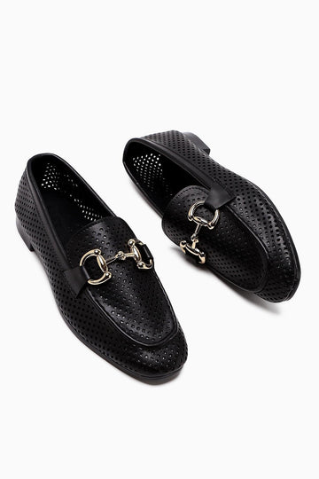Gazali – Black Buckle-Detail Ballet Flat (Women)