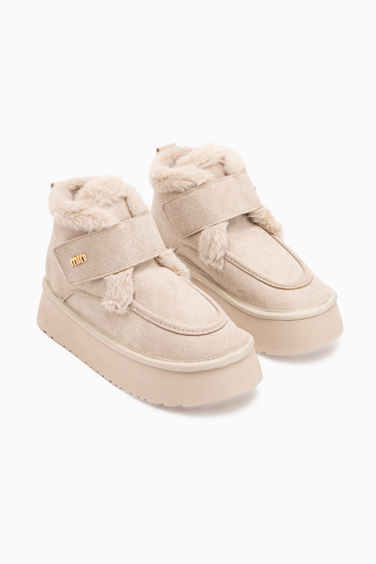 Celia Beige Suede Fur Thick Sole Women’s Boots