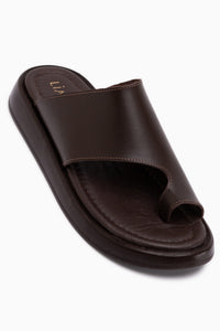 Lesly Genuine Leather Brown Thong Women’s Slippers
