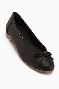 Holly Genuine Leather Black Bow Women’s Ballet Flats