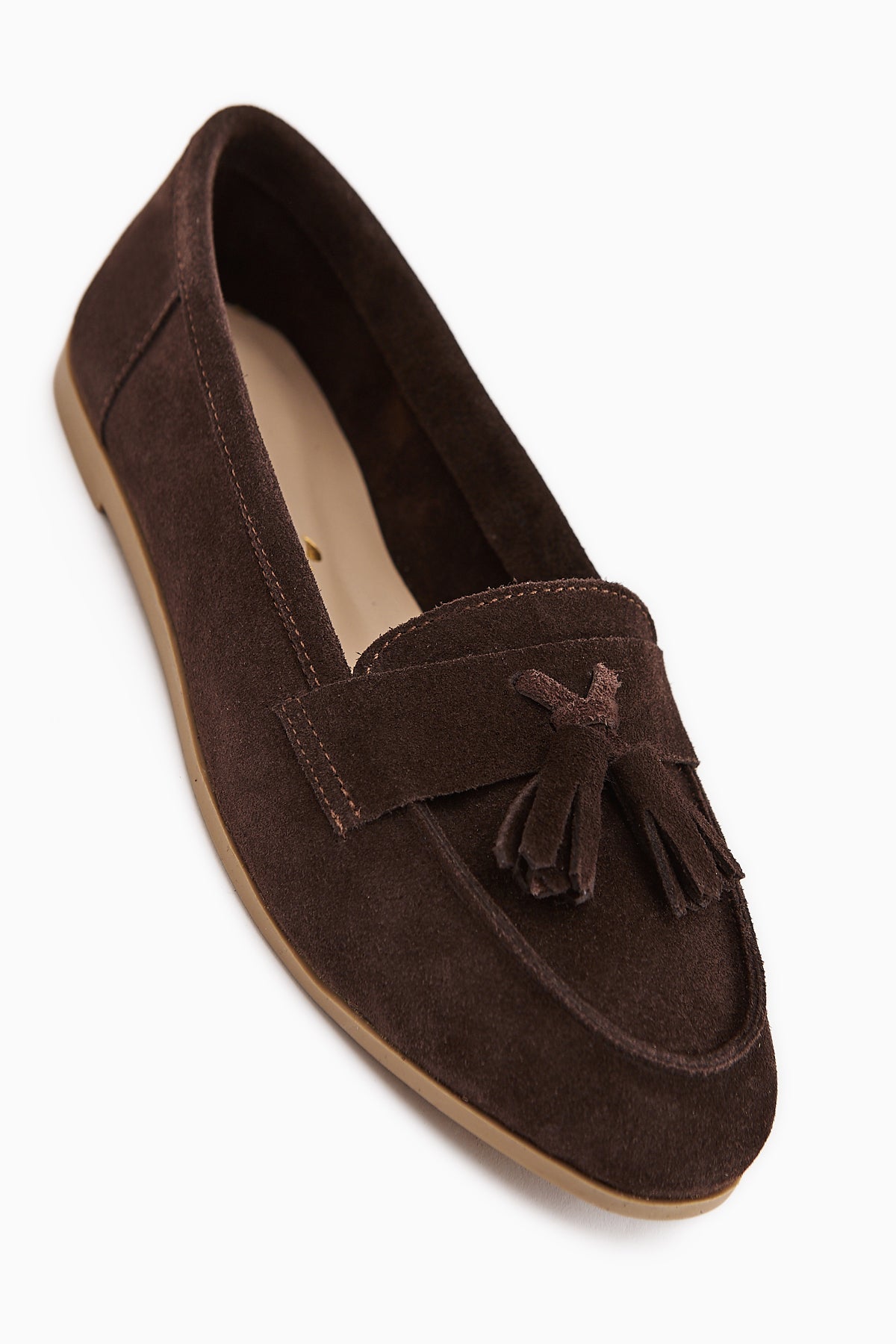 Doris Genuine Leather Coffee Suede Tasseled Women's Loafer
