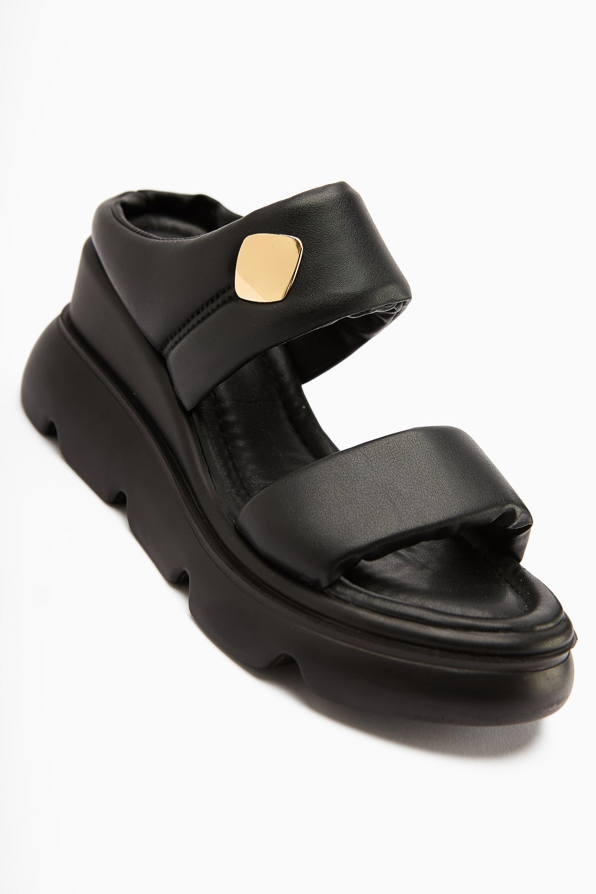 Susi – Black High-Heeled Puffy Slide (Women)