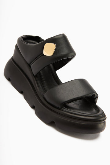 Susi – Black High-Heeled Puffy Slide (Women)