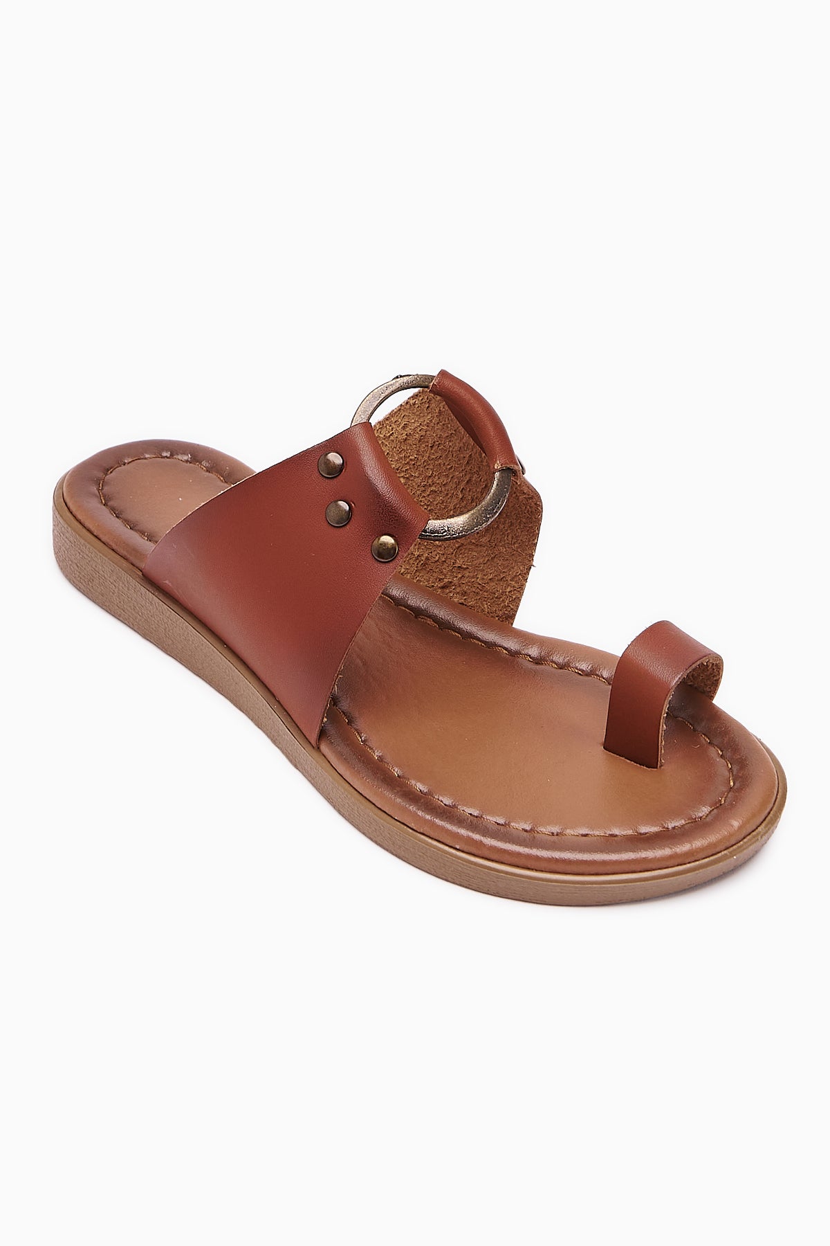 Genuine Leather Bitania Tan Thong Slippers