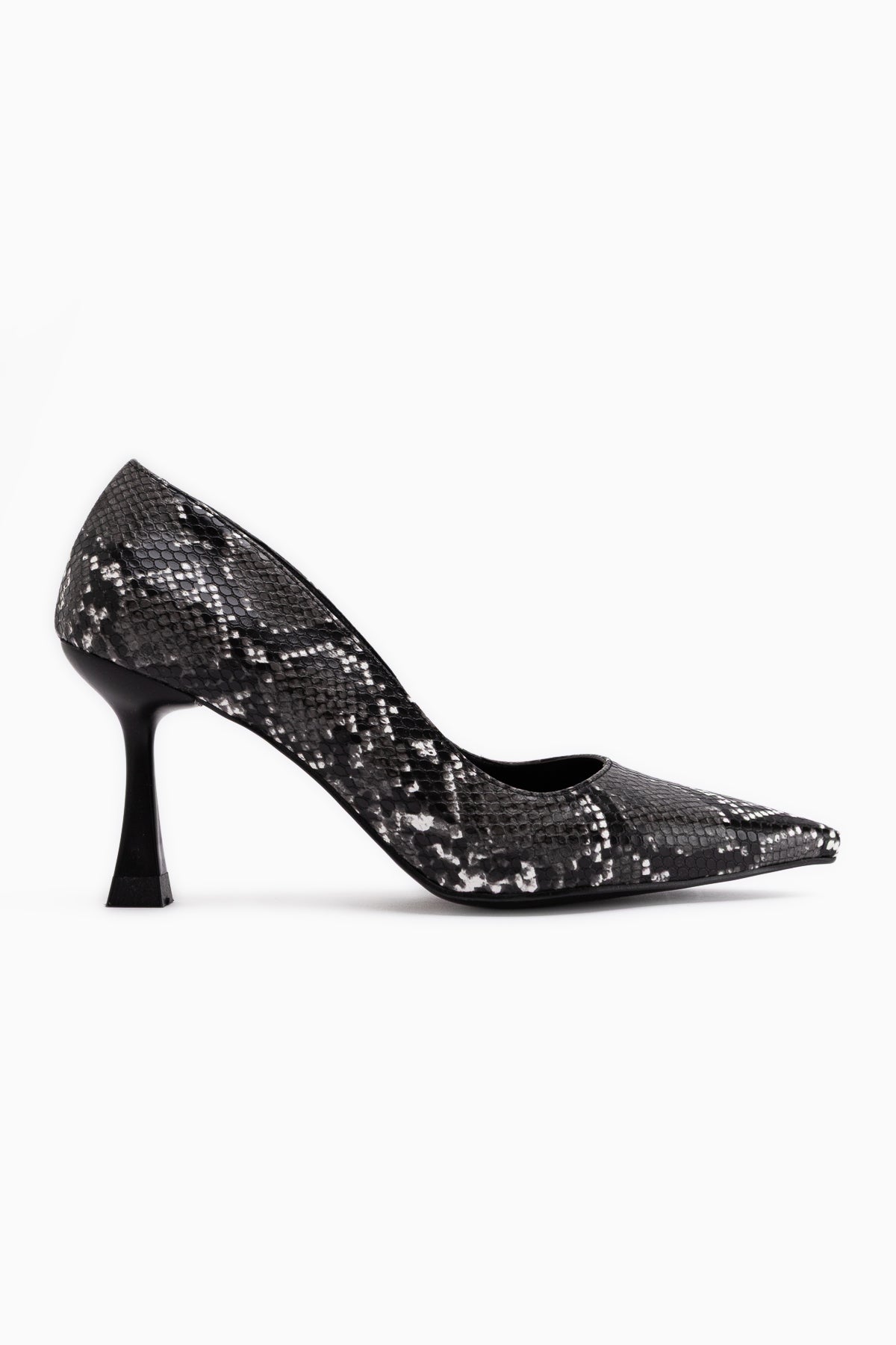 Celestine Black Snake Patterned Sequin Detailed Women’s Stiletto