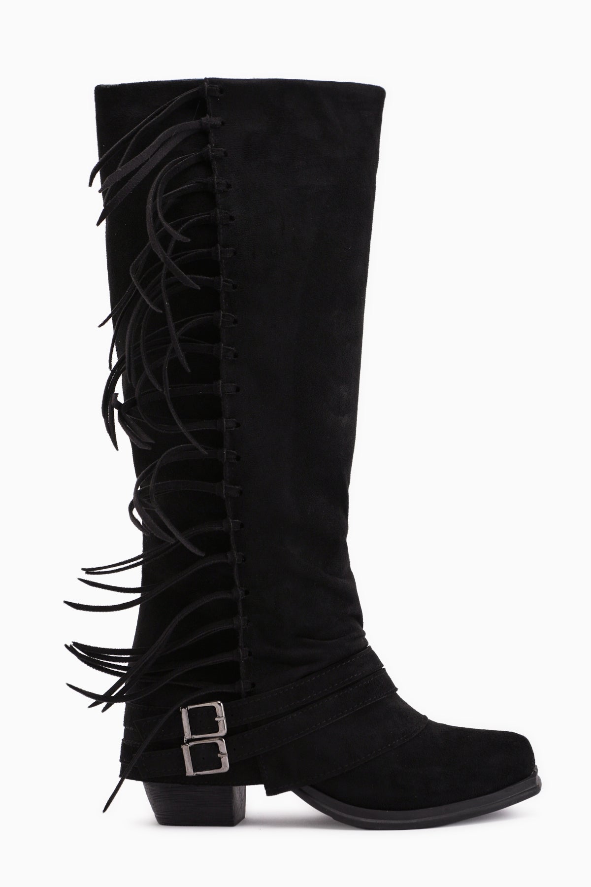 Rozin – Black Suede Bohemian Knee-High Boot (Women)