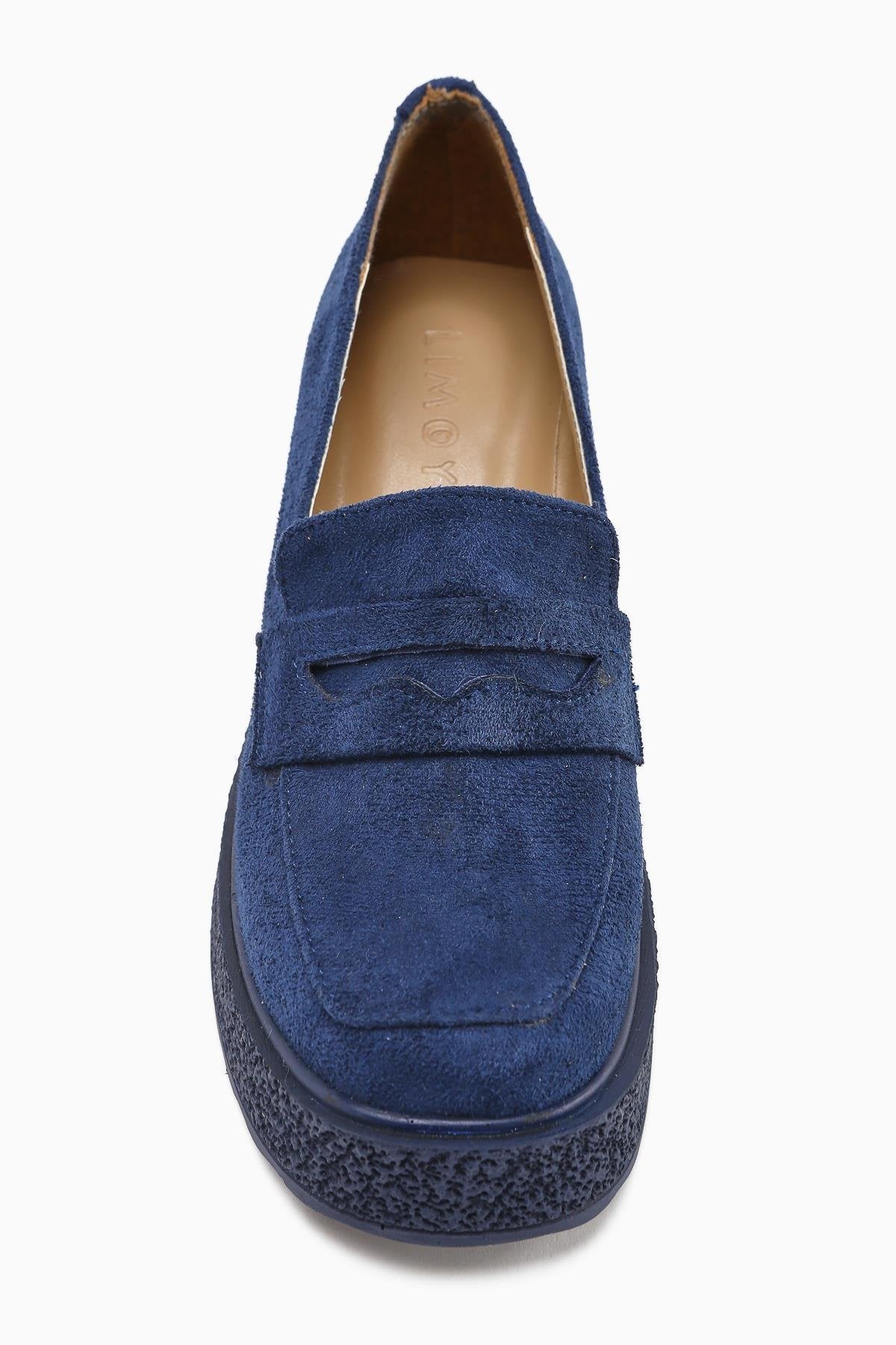 Boi Navy Blue Suede Platform Women's Casual Shoe