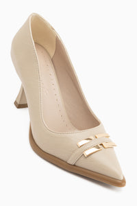 Daria Beige Buckled Women’s Heeled Shoes