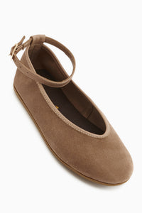 Genuine Leather Jenin Mink Suede Belted Women’s Ballet Flats