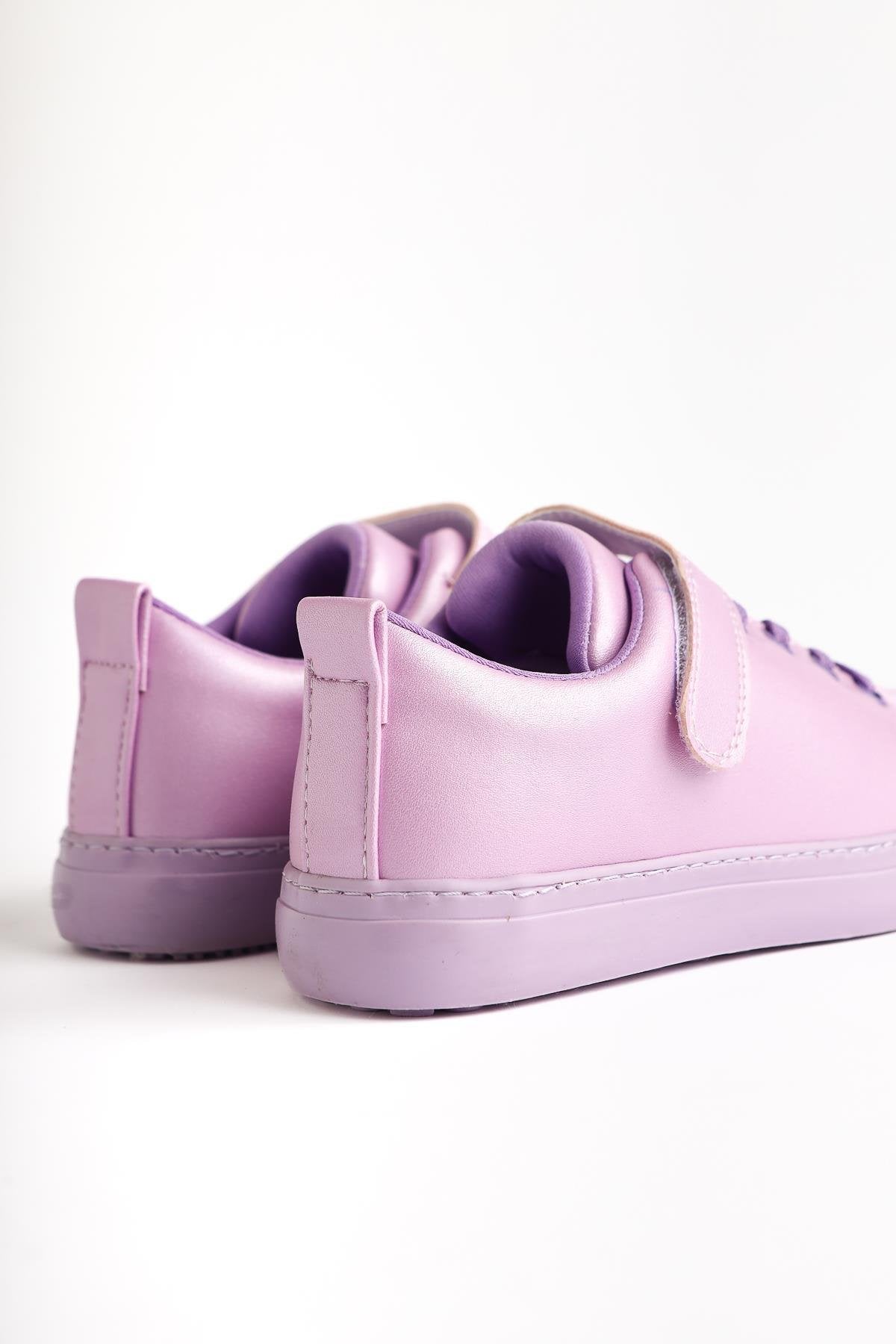 Eve Lilac Lace-Up with Velcro Detail Kids' Athletic Shoes