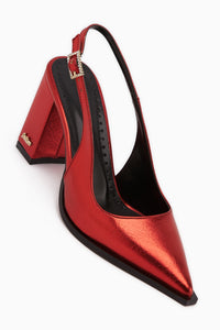 Essi Red Closed Toe Thick Heeled Women’s Shoes