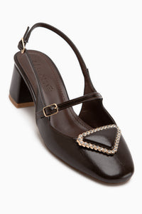 Rosita Brown Buckled Women’s Heeled Shoes