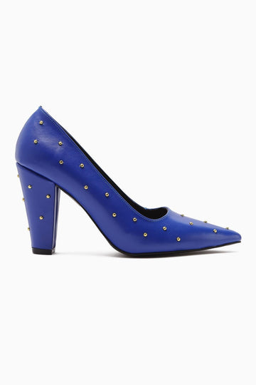 Audrey Navy Pointed-Toe Studded Detail Heels