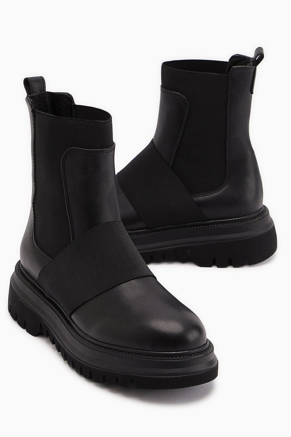 Millena Black Suede Elastic Belt Detailed Women’s Boots