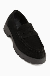 Justina Black Suede Thick Sole Women’s Loafer Casual Shoes