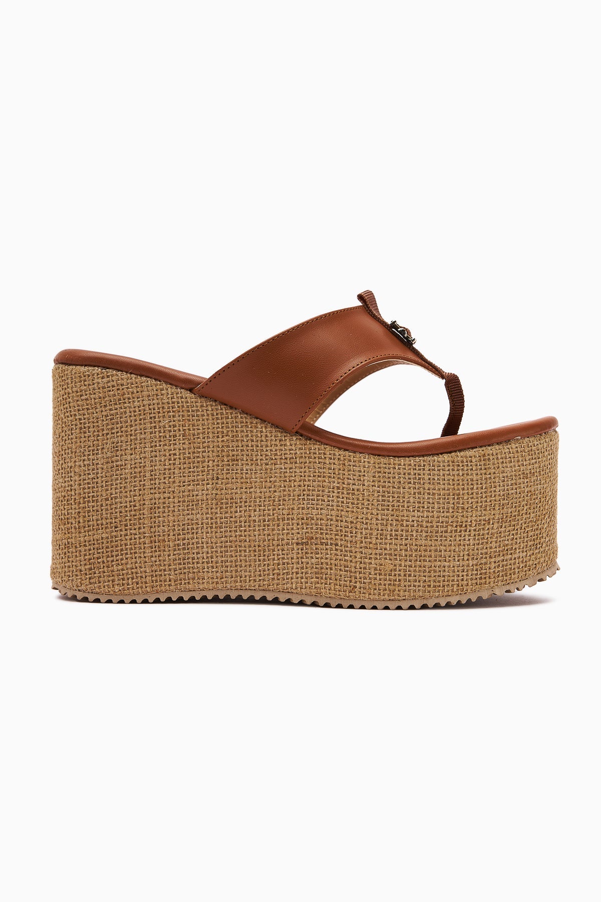 Tania Women's Tan Toe-Post Wedge Sandals with Raffia Sole