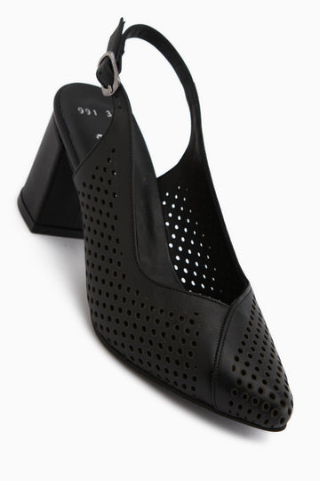 Cassie Genuine Leather Black Heeled Women’s Sandal