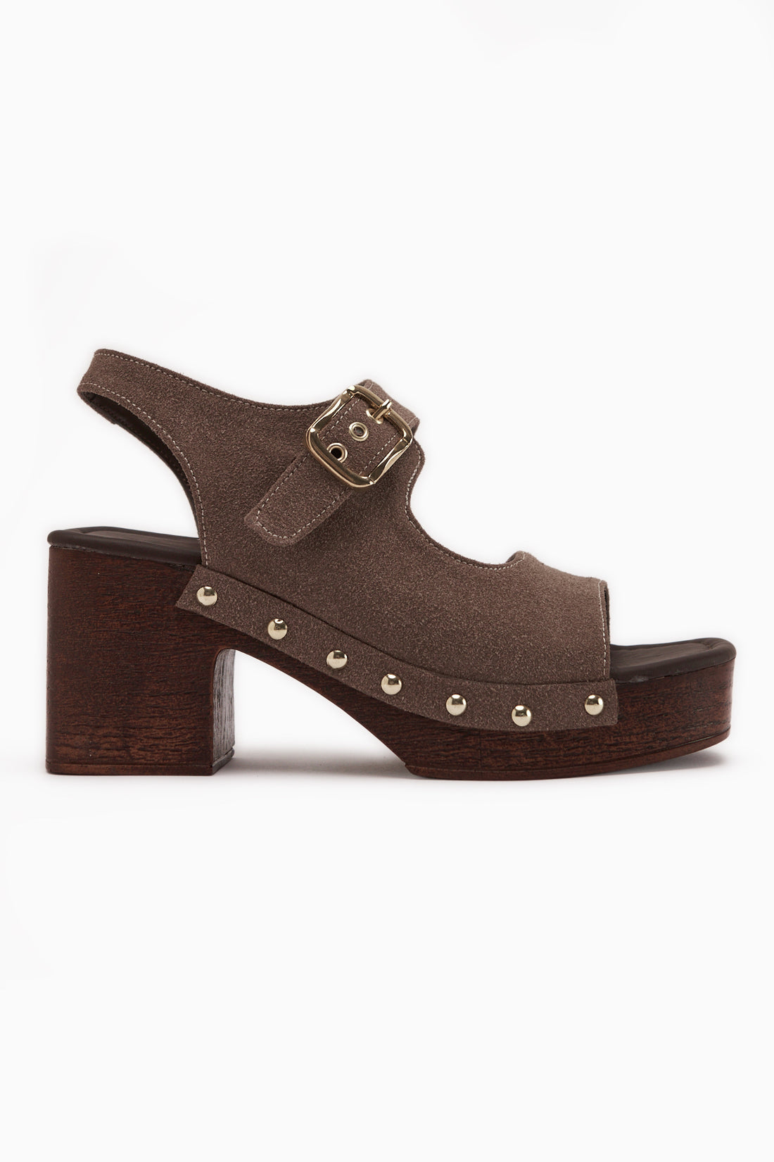 Cleo Brown Suede Belted Platform Heeled Women’s Sandal