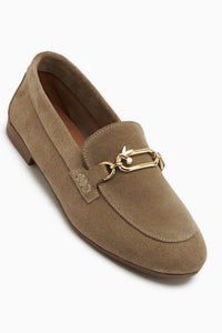 Alessa Genuine Leather Suede Beige Buckled Women’s Loafer Casual Moccasin Shoes