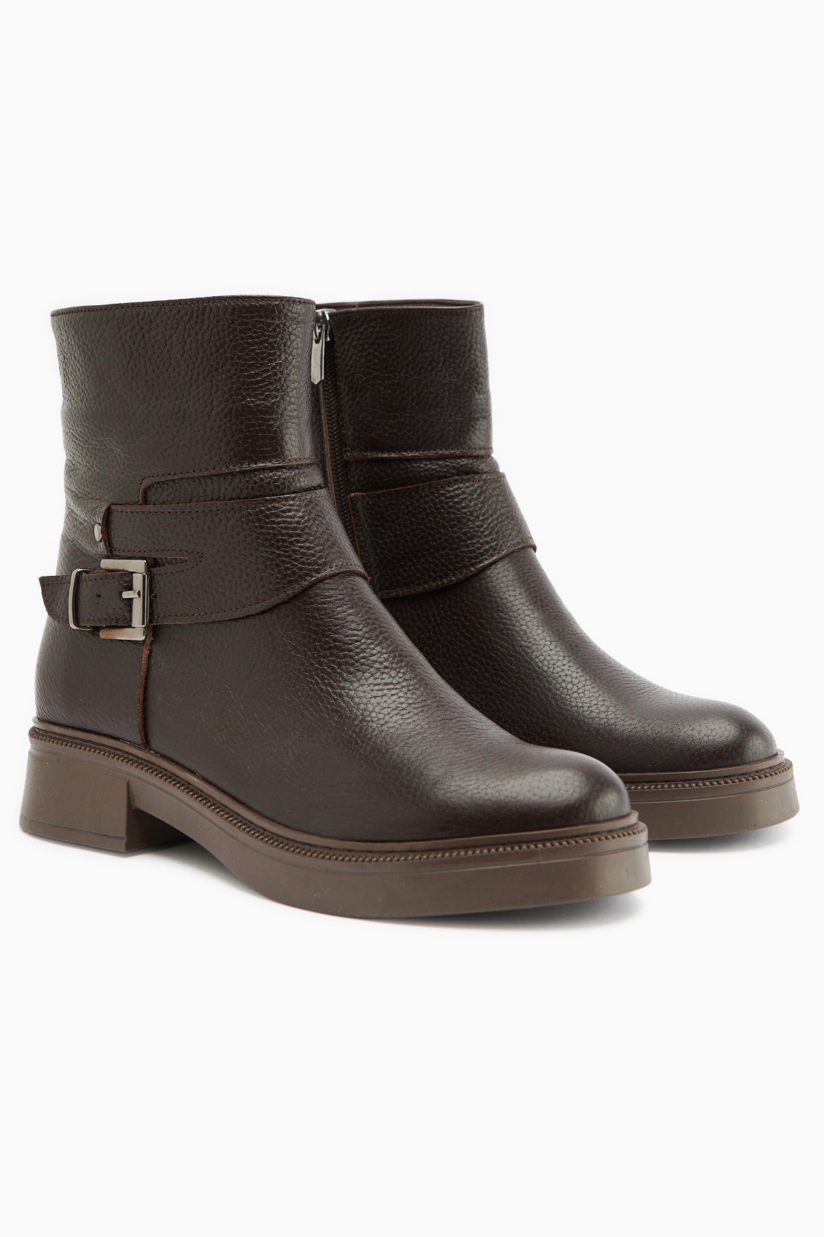 Clary Genuine Leather – Brown Belted Boot (Women)