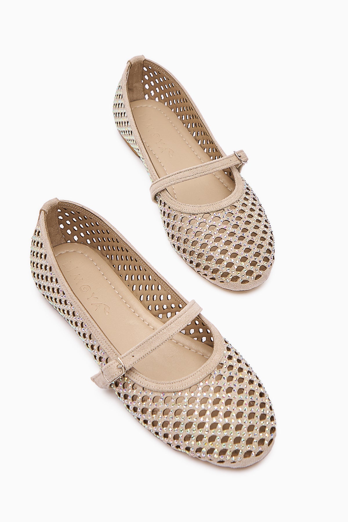 Nicole Suede Daily Women's Shoe with Oval Toe, Perforated Design, and Stone Detailing