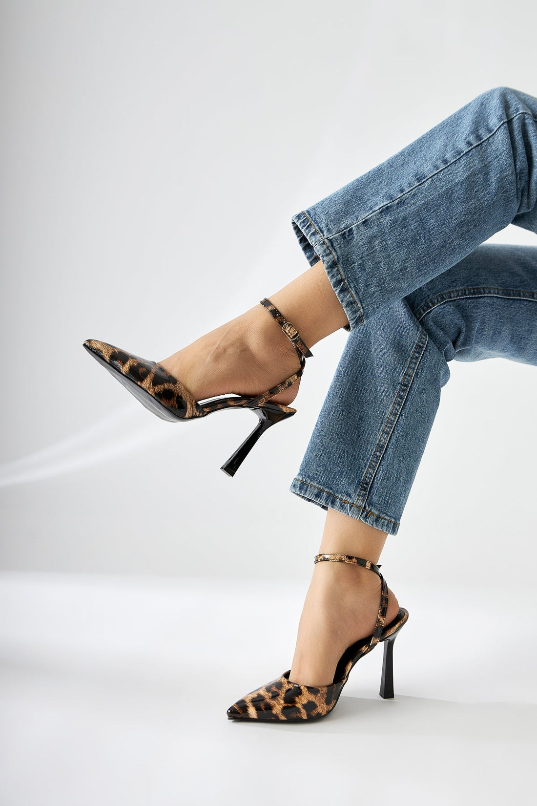 Lizbeth Leopard Print Closed-Toe Ankle-Tie Women's High Heels