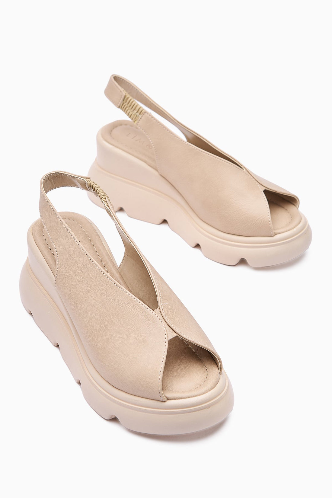 Tilda Beige Elastic Platform Heels Sandals