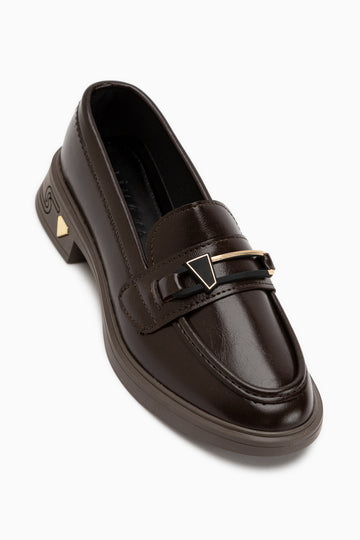Emilia Brown Buckled Women’s Loafer Daily Shoes