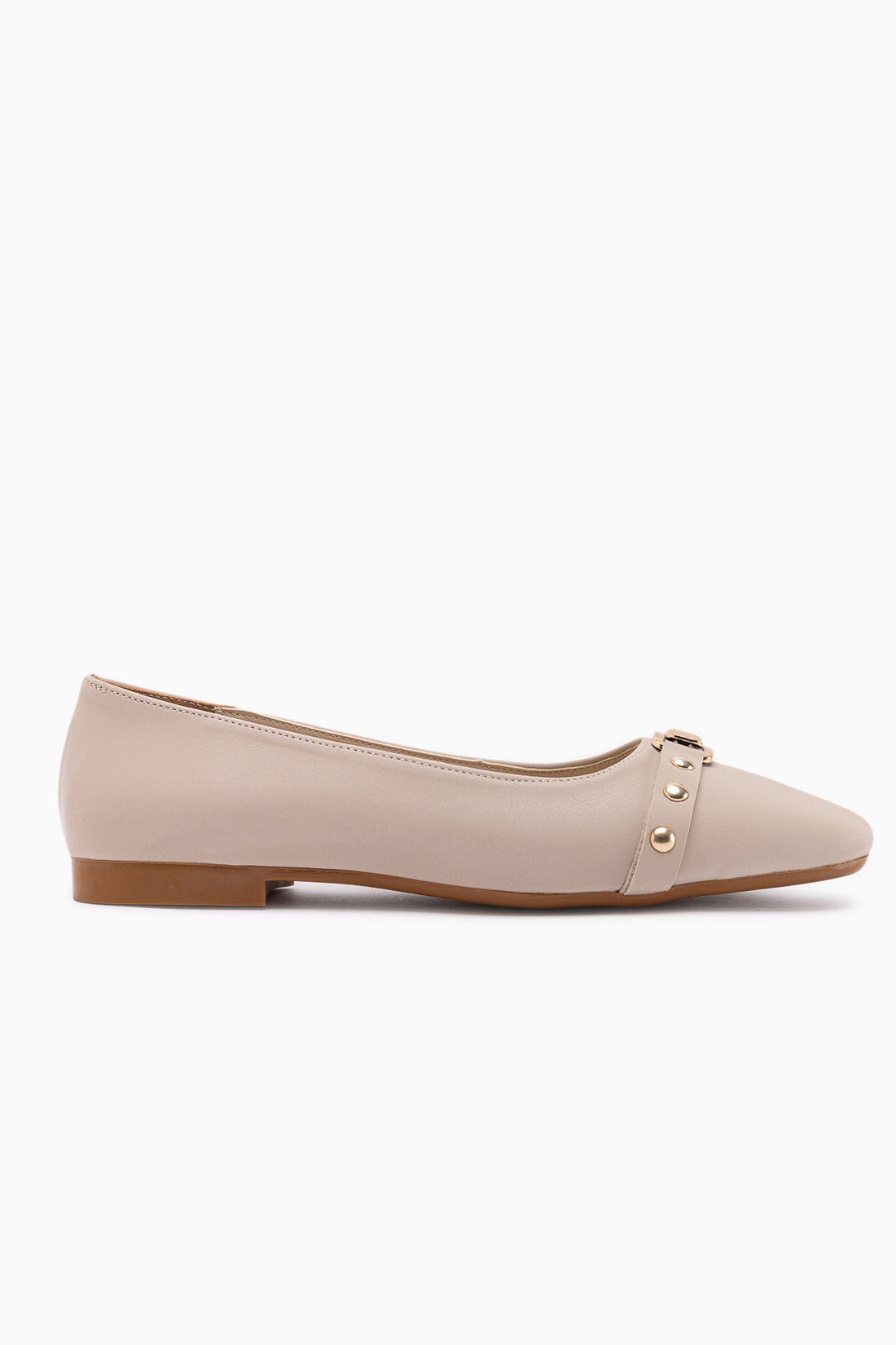 Jena Beige Buckled Women’s Ballet Flats
