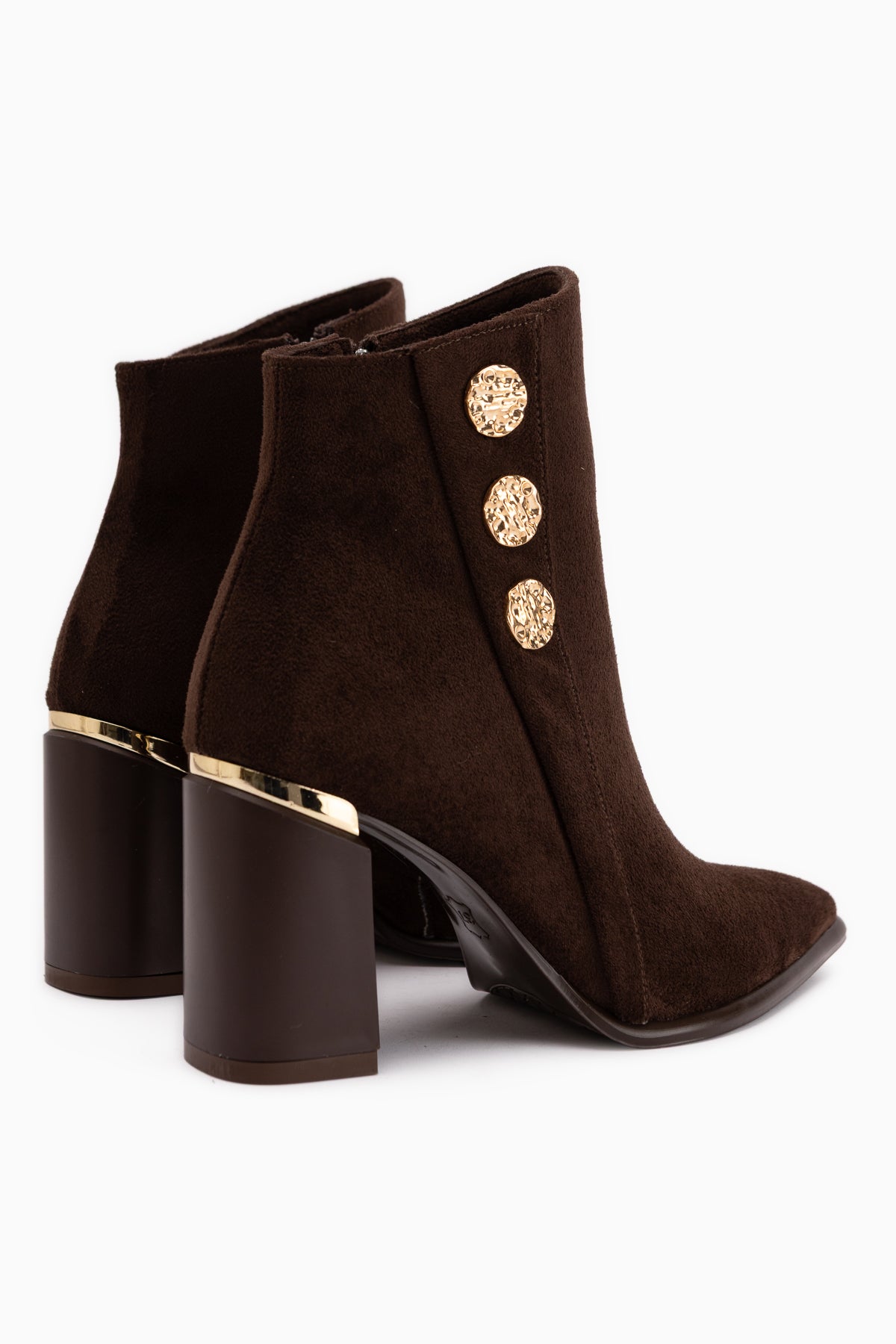 Mayvi Brown Suede Buckle Detailed Women’s Boots