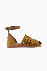 Genuine Leather Helen Mustard Closed Toe Bodrum Sandal
