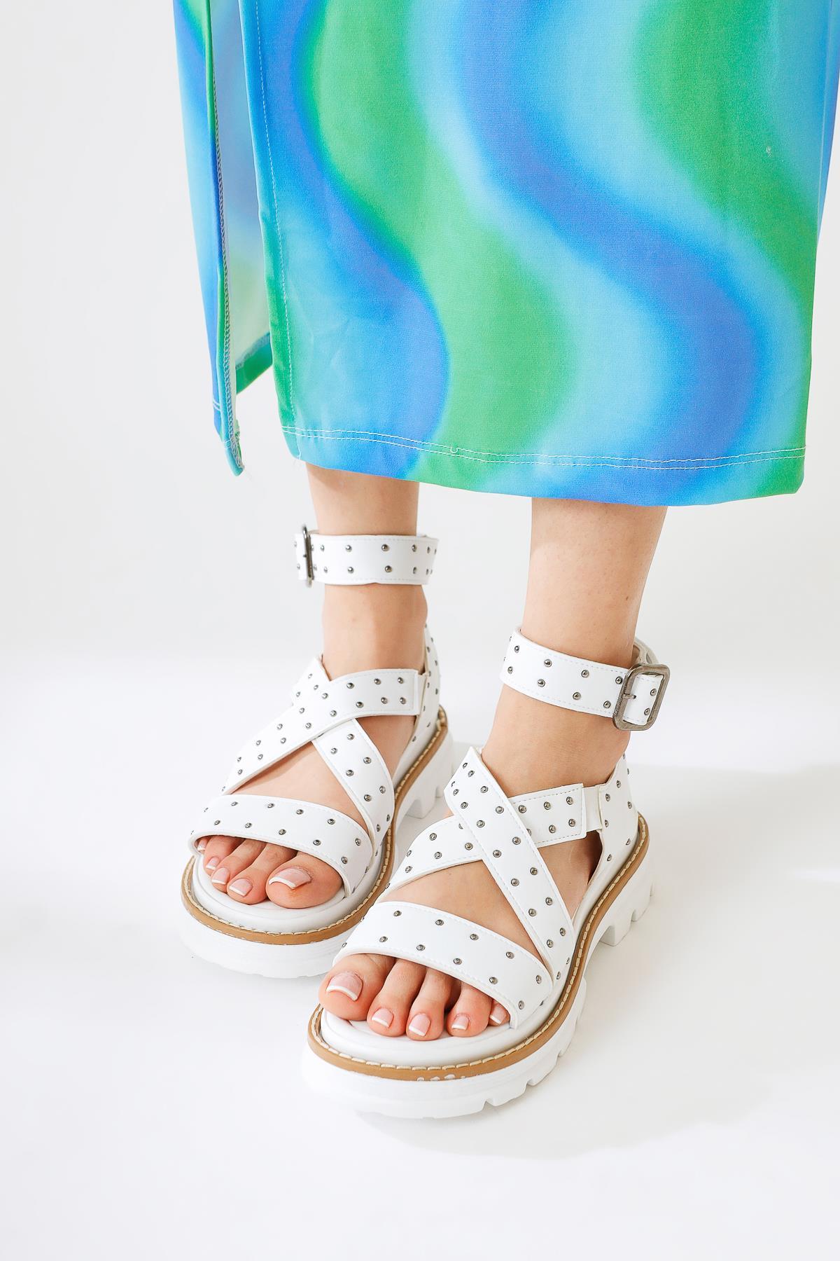 Winifred White Belt Detailed Sandals