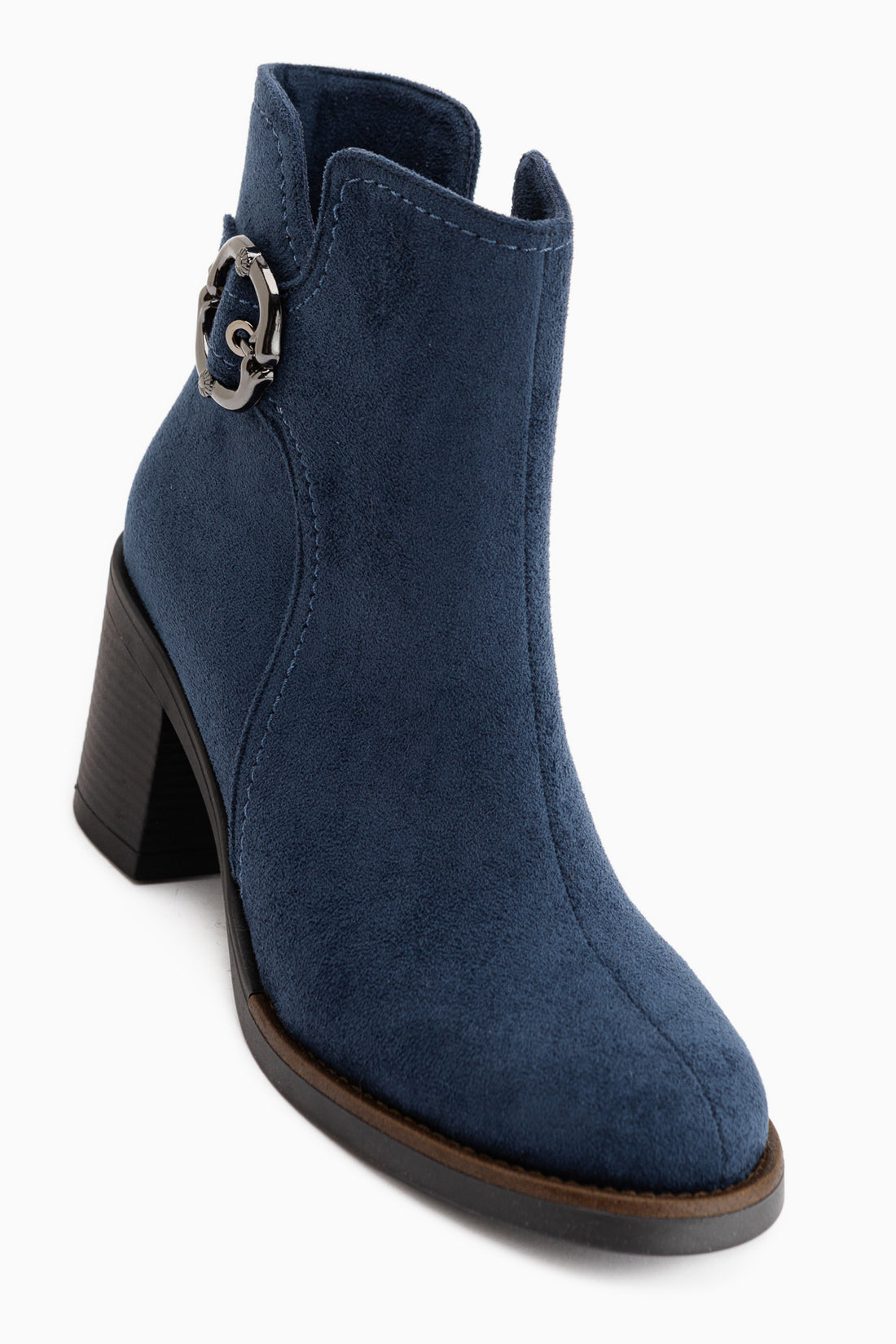 Tania Navy Suede Buckle Detailed Women’s Boots