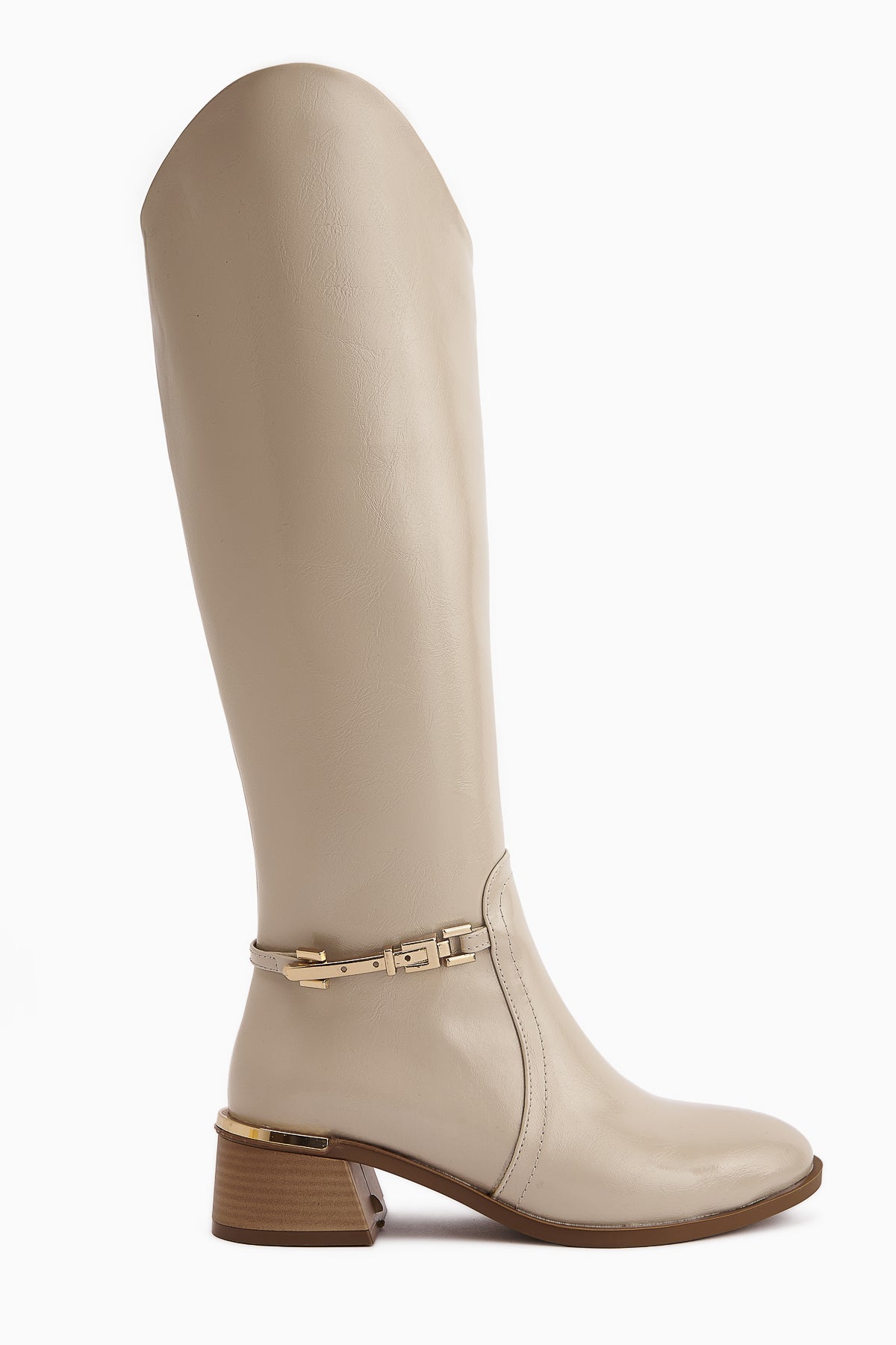 Kamilla Beige Buckled Women's Boot