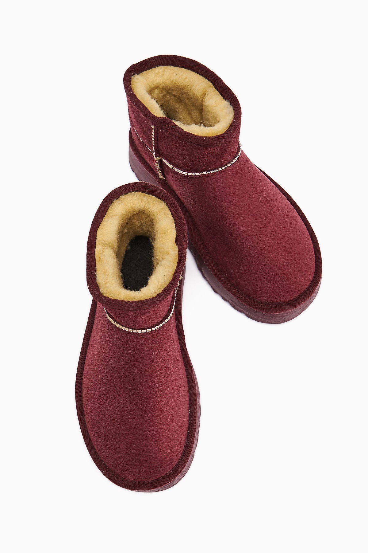 Lilly-Anne – Burgundy Suede Vegan Fur-Lined Ankle Boot (Women)