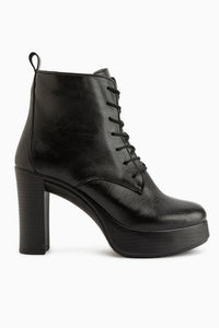 Camia Black Lace-Up Platform Heeled Women’s Boots
