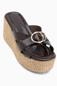Malena Brown Woven High Heel Women’s Slipper