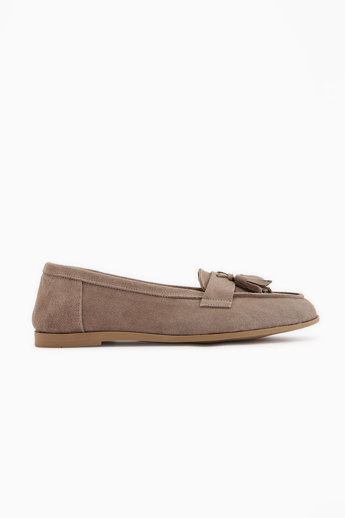 Doris Genuine Leather Beige Suede Tasseled Women's Loafer