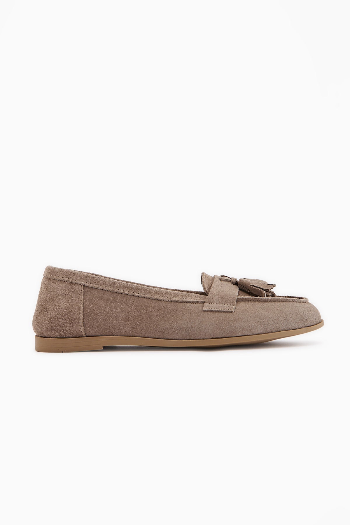 Doris Genuine Leather Beige Suede Tasseled Women's Loafer