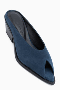 Rinesa Genuine Leather Blue Heeled Women’s Slippers