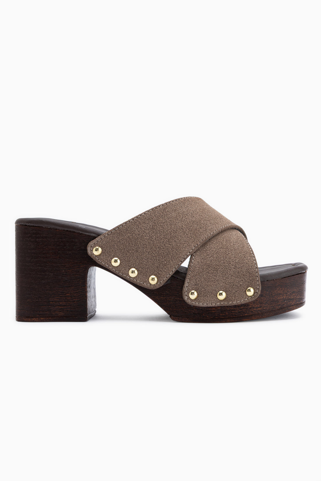 Jamela Beige Cross Strap Heeled Women’s Slippers