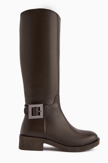 Becky Brown Buckled High Platform Women's Boot