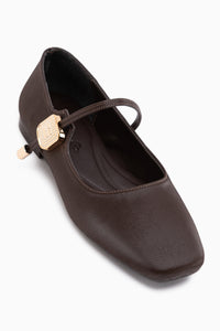 Amilia Brown Buckle Detailed Women’s Ballet Flats