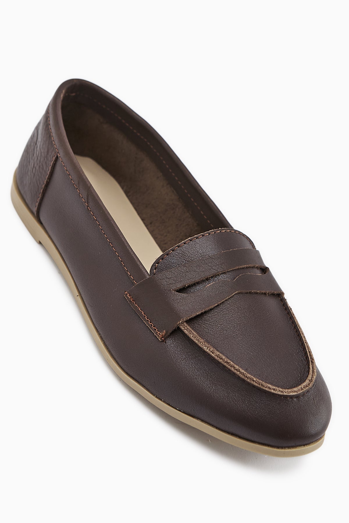 Solina Genuine Leather Coffee Moccasin Comfortable Daily Loafer