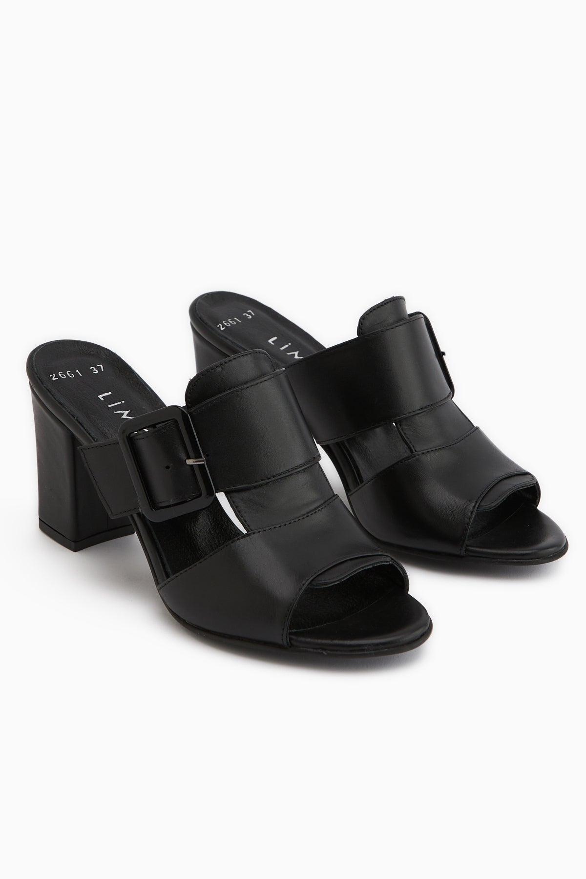 Ansa Genuine Leather Black Heeled Women’s Slippers