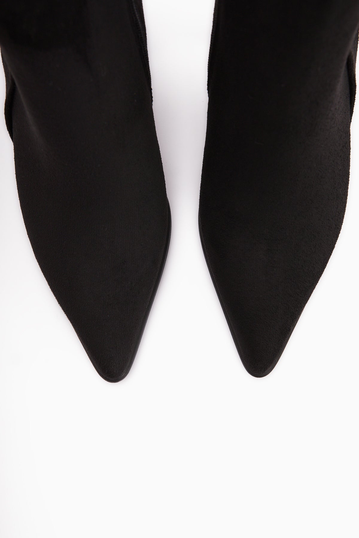 Mayvi Black Suede Buckle Detailed Heeled Women's Boot