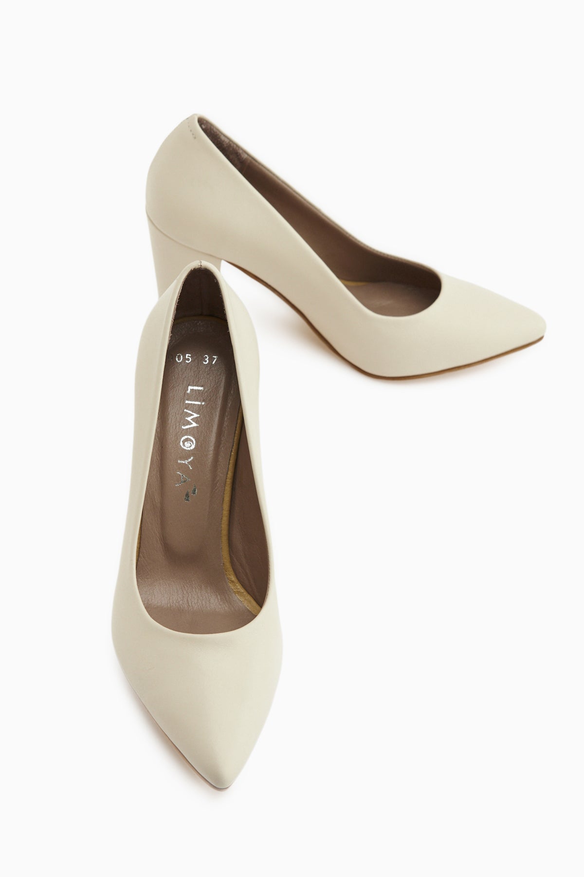 Emily Genuine Leather Beige Thick Heeled Women’s Shoes