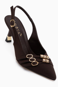 Rosy Brown Buckled Women’s Heeled Shoes
