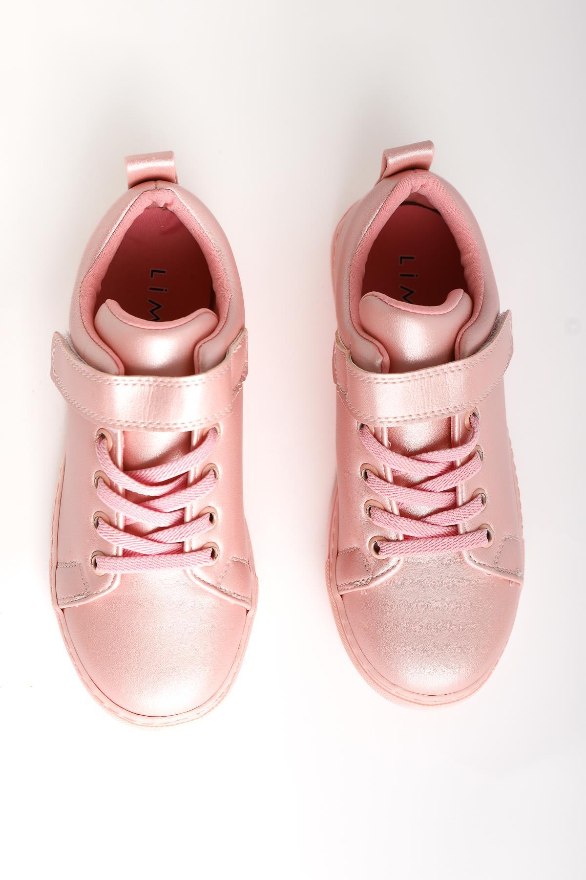 Eve Powder Lace-Up Sneakers with Velcro Detail for Kids