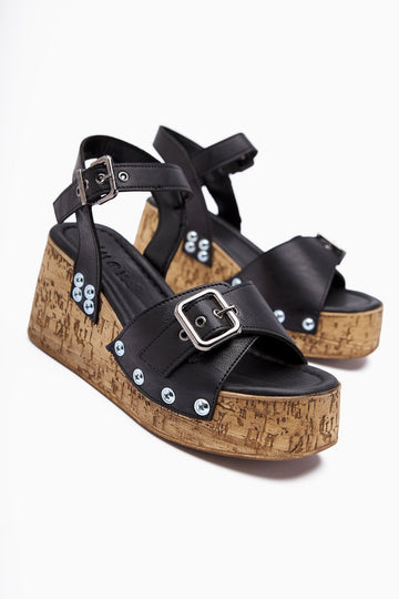 Jenni Black Screw Detail Platform Heel Women's Sandals